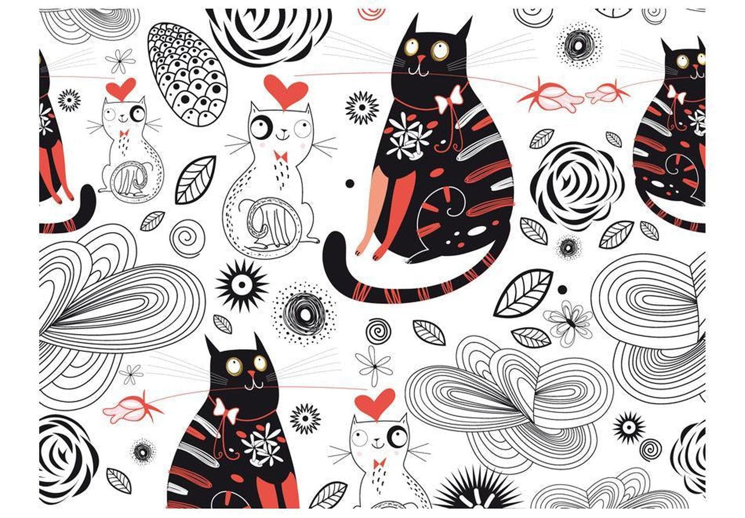 Animal Wallpaper Wall Mural - Cats In Love