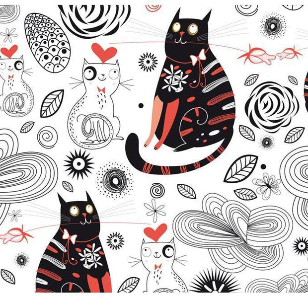Animal Wallpaper Wall Mural - Cats In Love