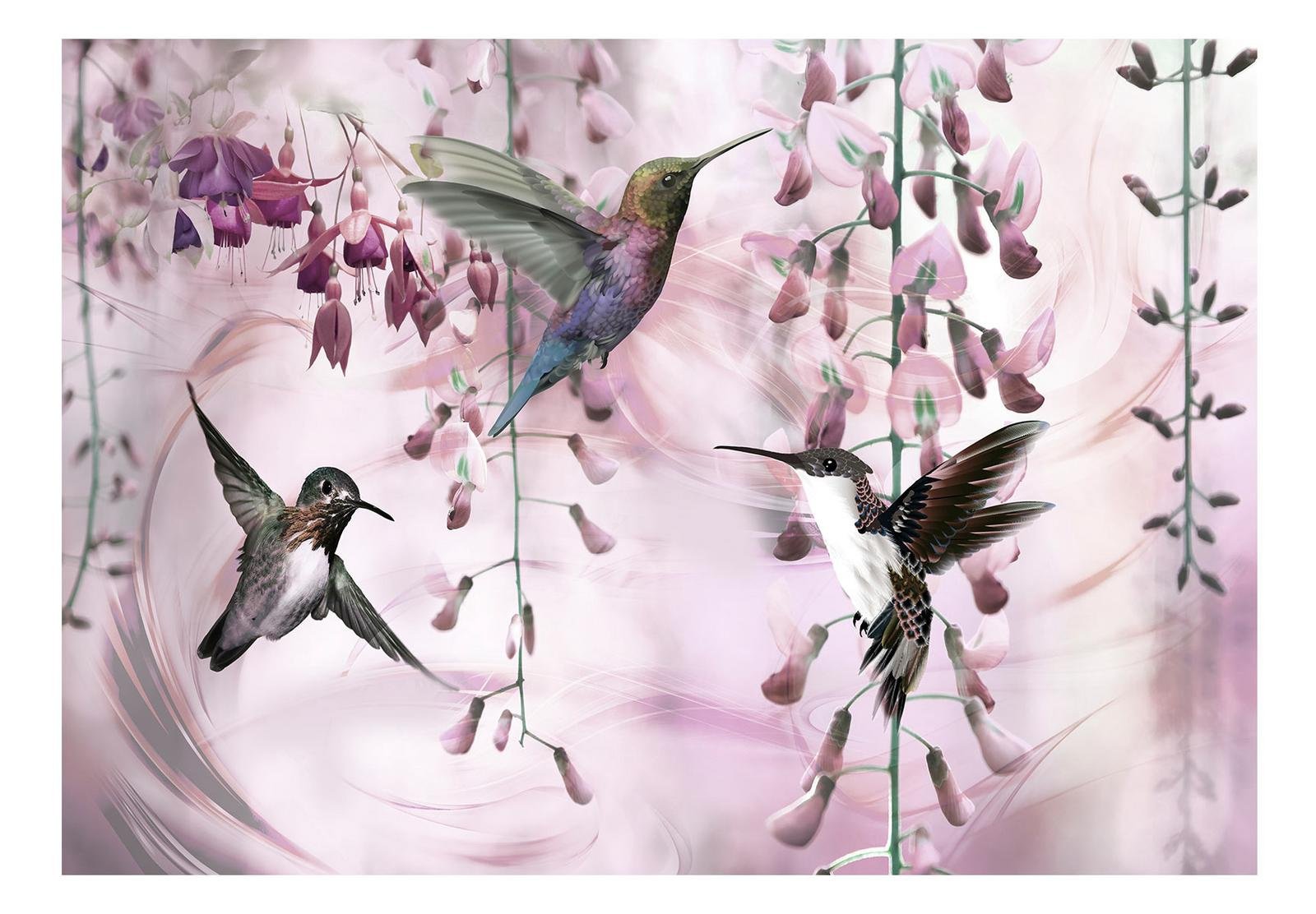 Wall mural - Flying Hummingbirds (Pink)-TipTopHomeDecor