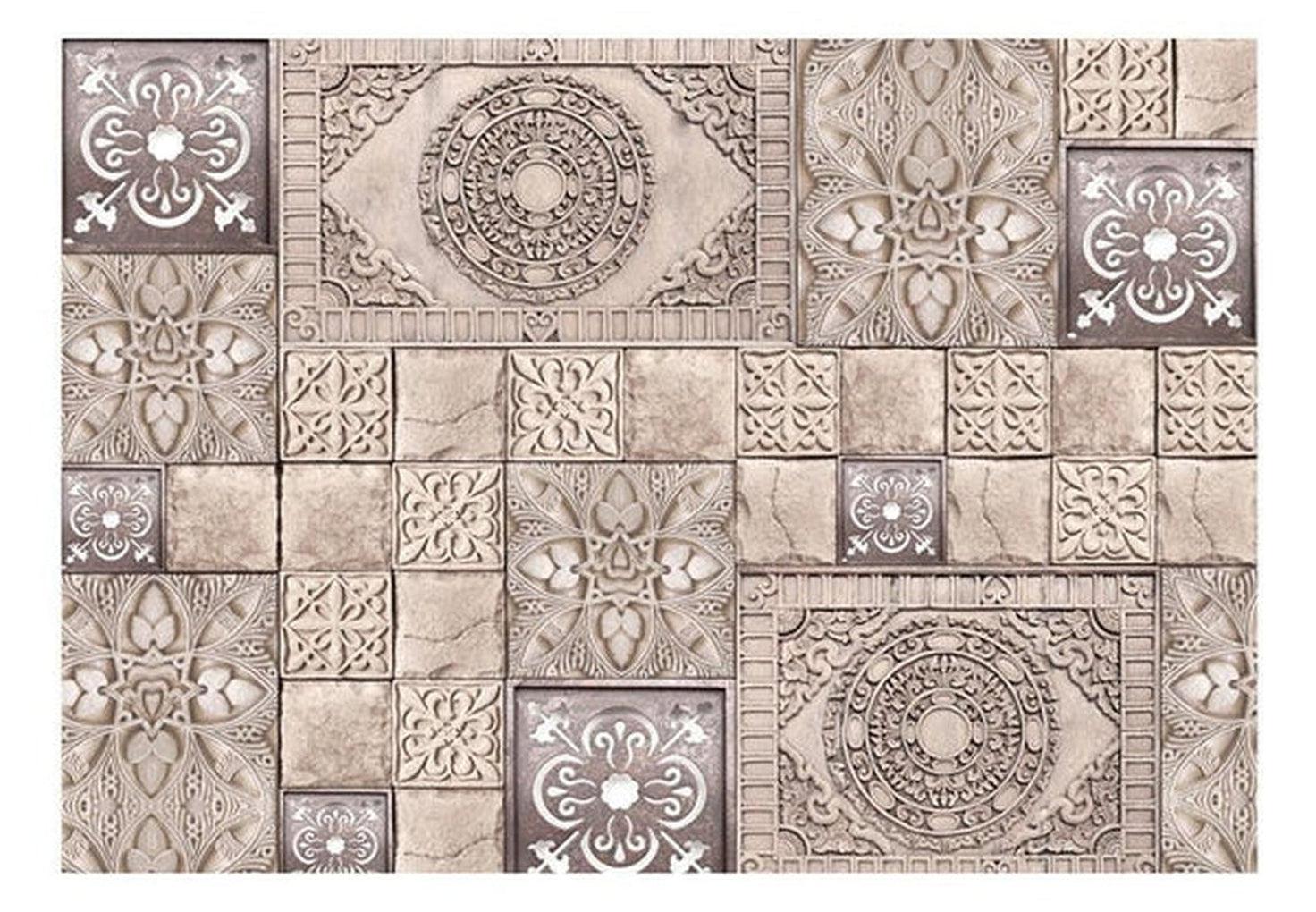 Surface Texture Wallpaper Wall Mural - Concrete Mandala Mosaic Tiles