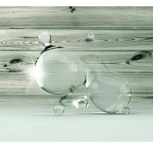 Surface Texture Wallpaper Wall Mural - Drops Of Water On Wood