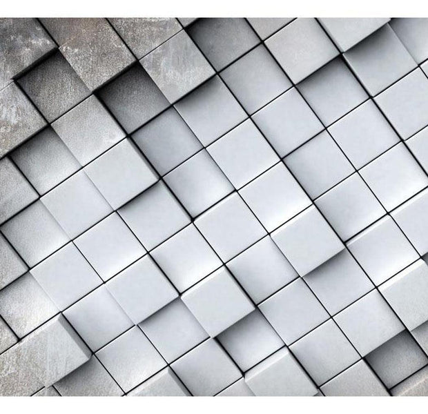 Surface Texture Wallpaper Wall Mural - Grey Diagonal Cubes