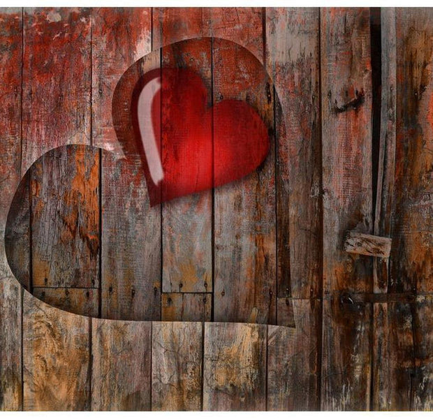 Surface Texture Wallpaper Wall Mural - Heart On Wooden Background