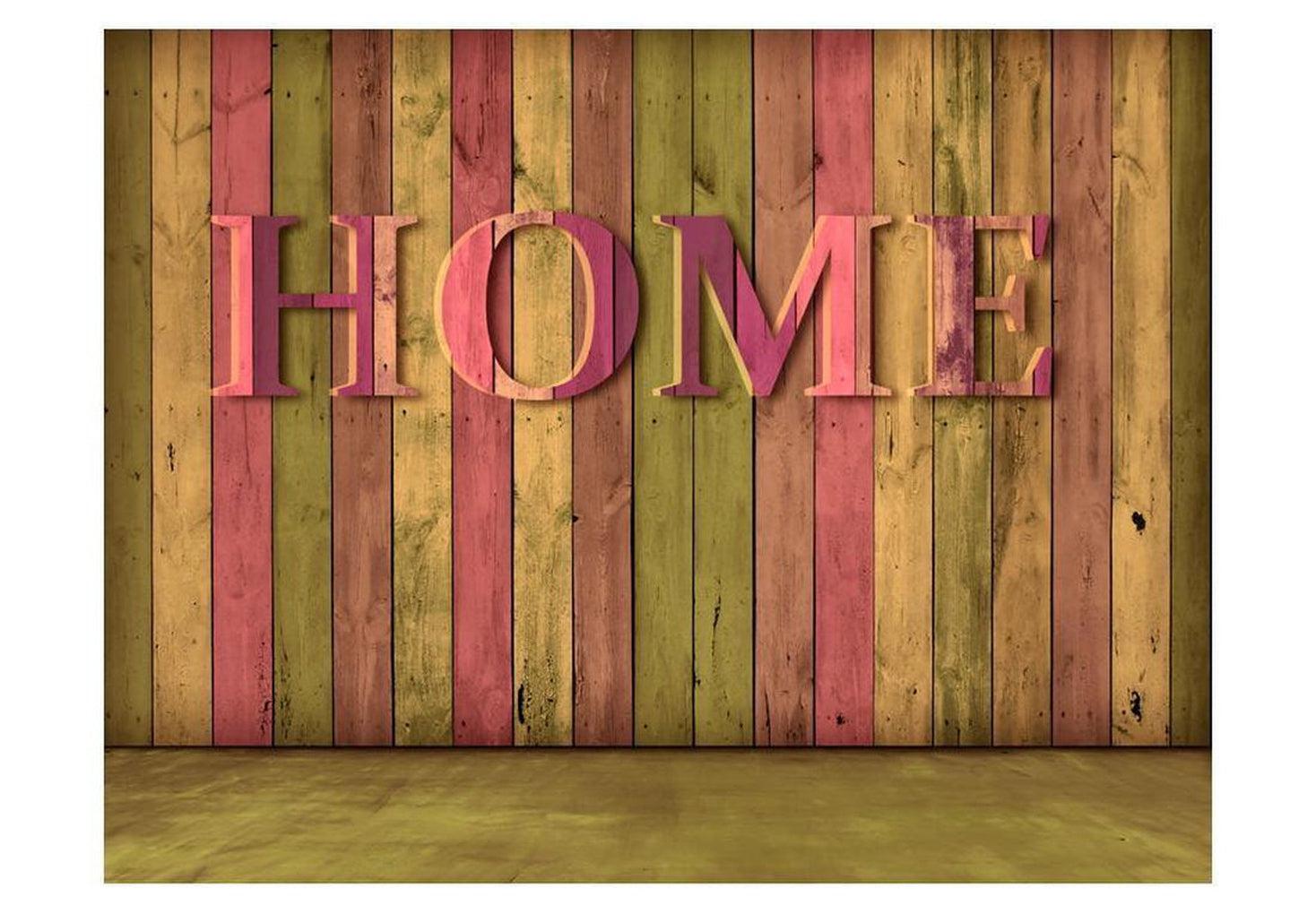 Surface Texture Wallpaper Wall Mural - Home Green Pink Planks