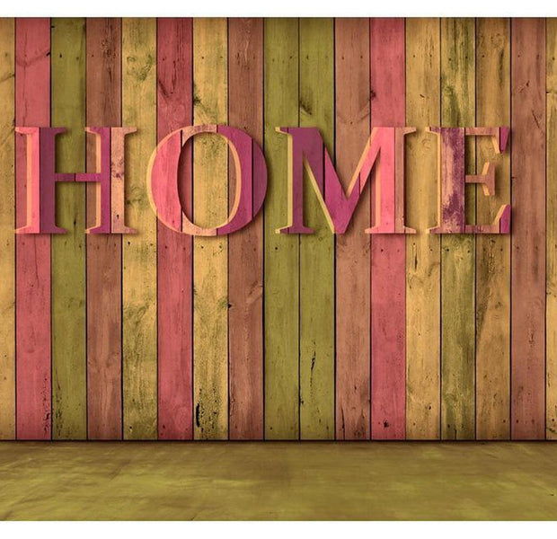 Surface Texture Wallpaper Wall Mural - Home Green Pink Planks