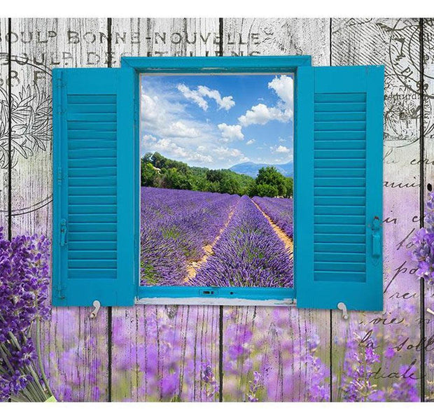 Surface Texture Wallpaper Wall Mural - Lavender Field Window
