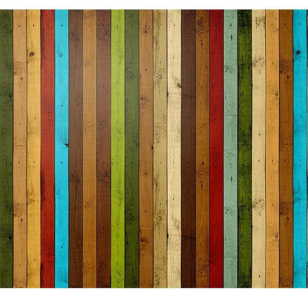 Surface Texture Wallpaper Wall Mural - Mixed Colored Wooden Planks
