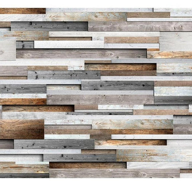 Surface Texture Wallpaper Wall Mural - Mixed Horizontal Wooden Planks