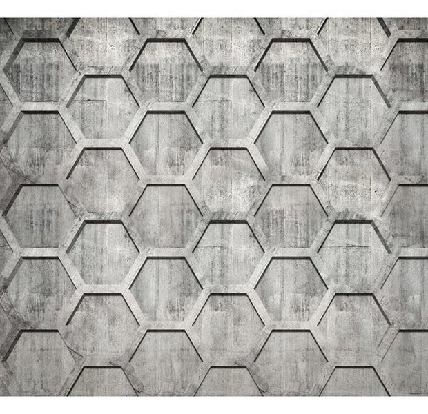 Surface Texture Wallpaper Wall Mural - Platinum Hexagons