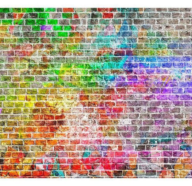 Surface Texture Wallpaper Wall Mural - Rainbow Brick Wall