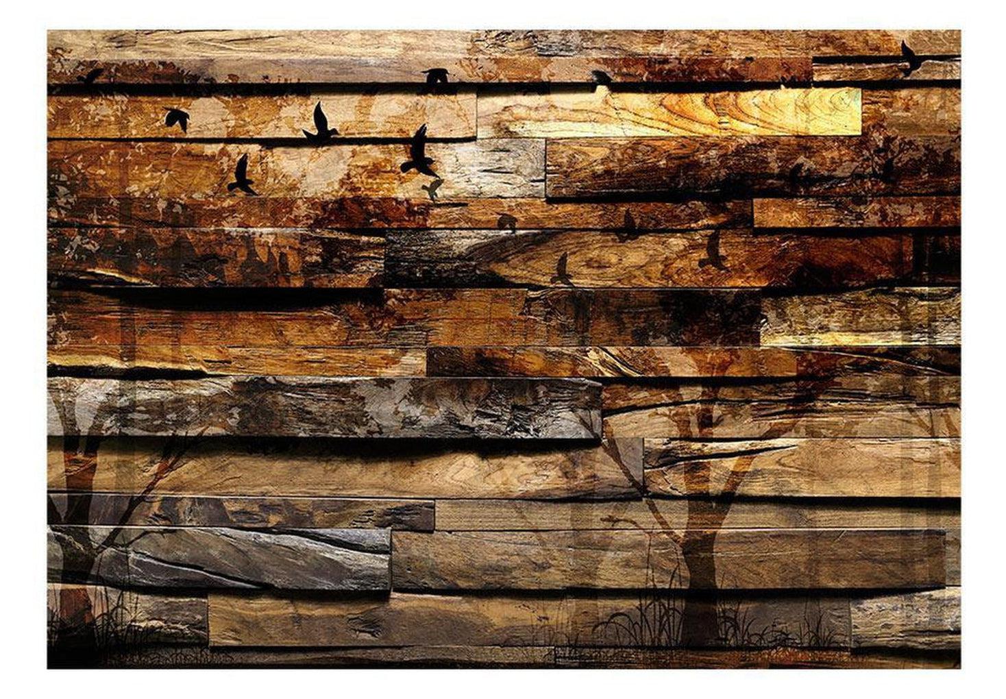 Surface Texture Wallpaper Wall Mural - Reflection Of Nature On Wood