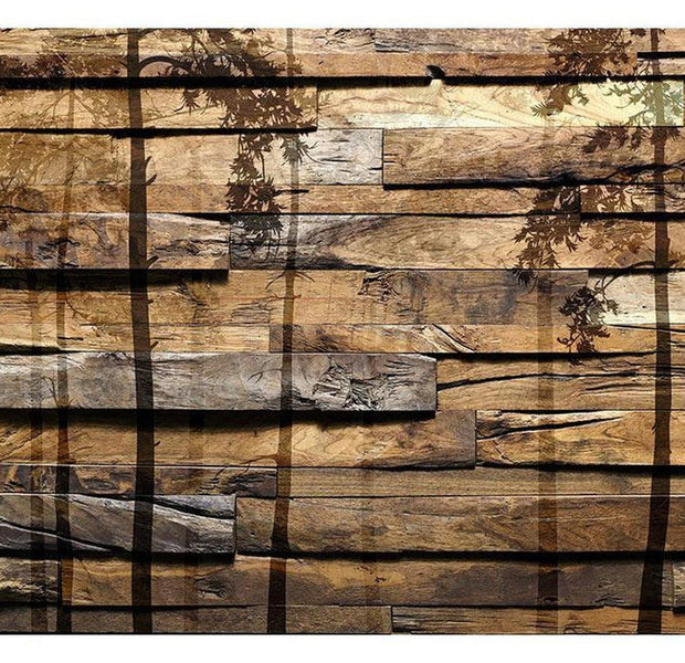 Surface Texture Wallpaper Wall Mural - Shadow Of Trees On Wood