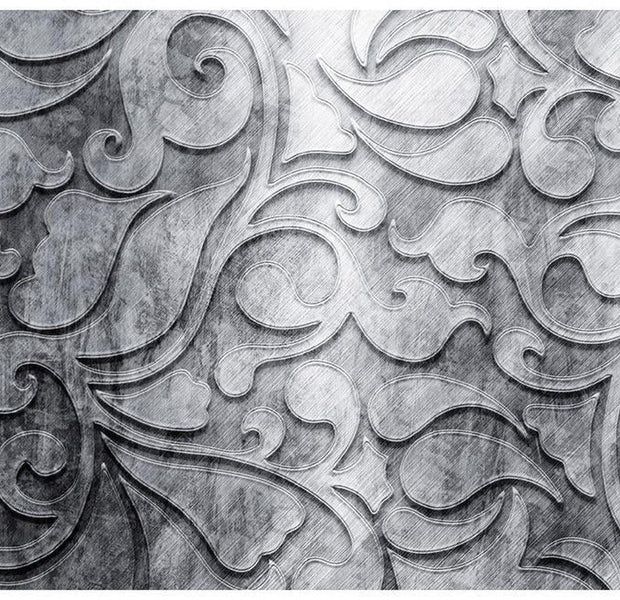 Surface Texture Wallpaper Wall Mural - Silver Floral Pattern