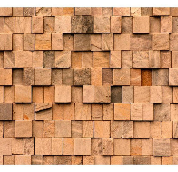 Surface Texture Wallpaper Wall Mural - Stacked Mixed Wooden Blocks
