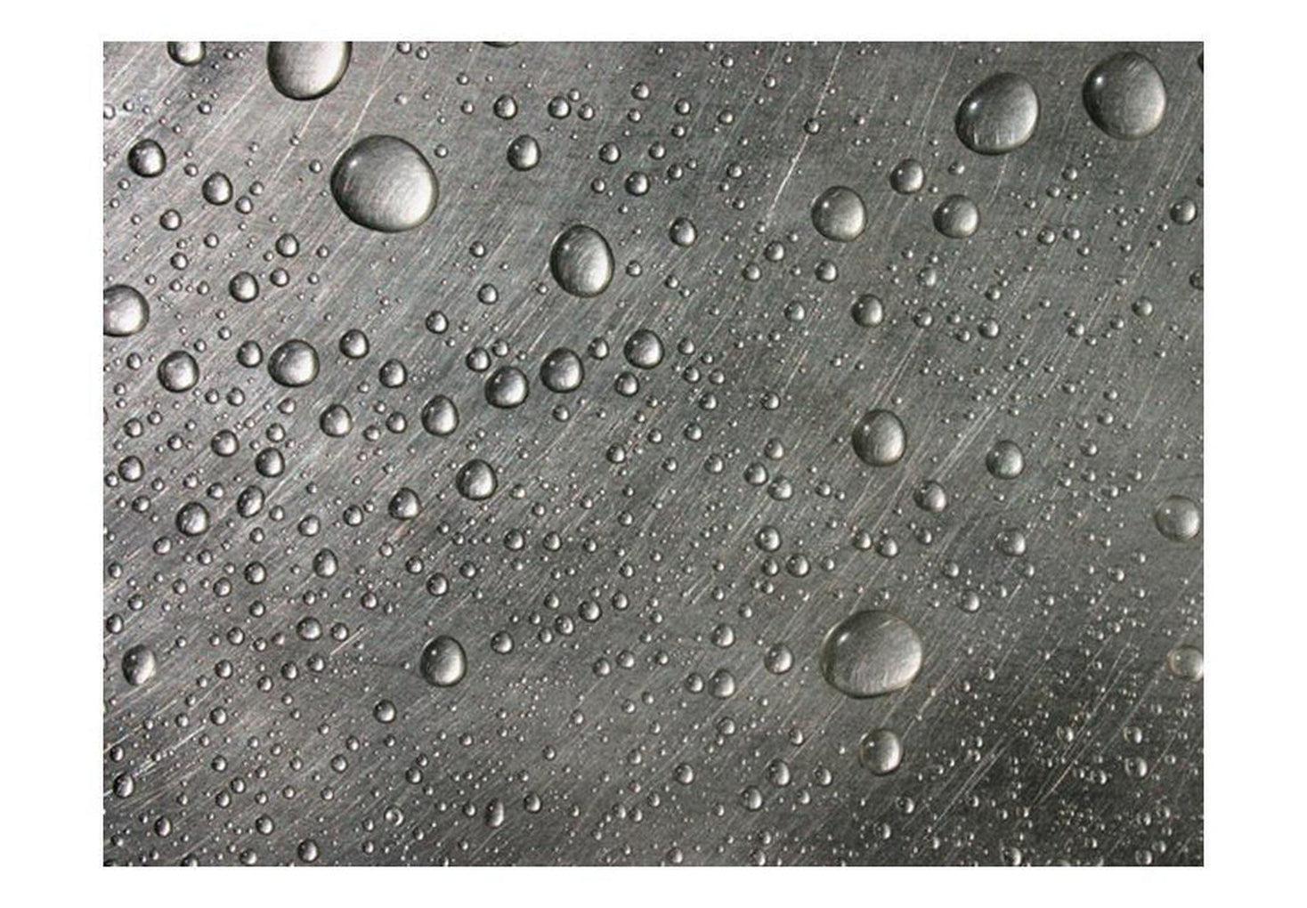 Surface Texture Wallpaper Wall Mural - Steel Surface With Water Drops