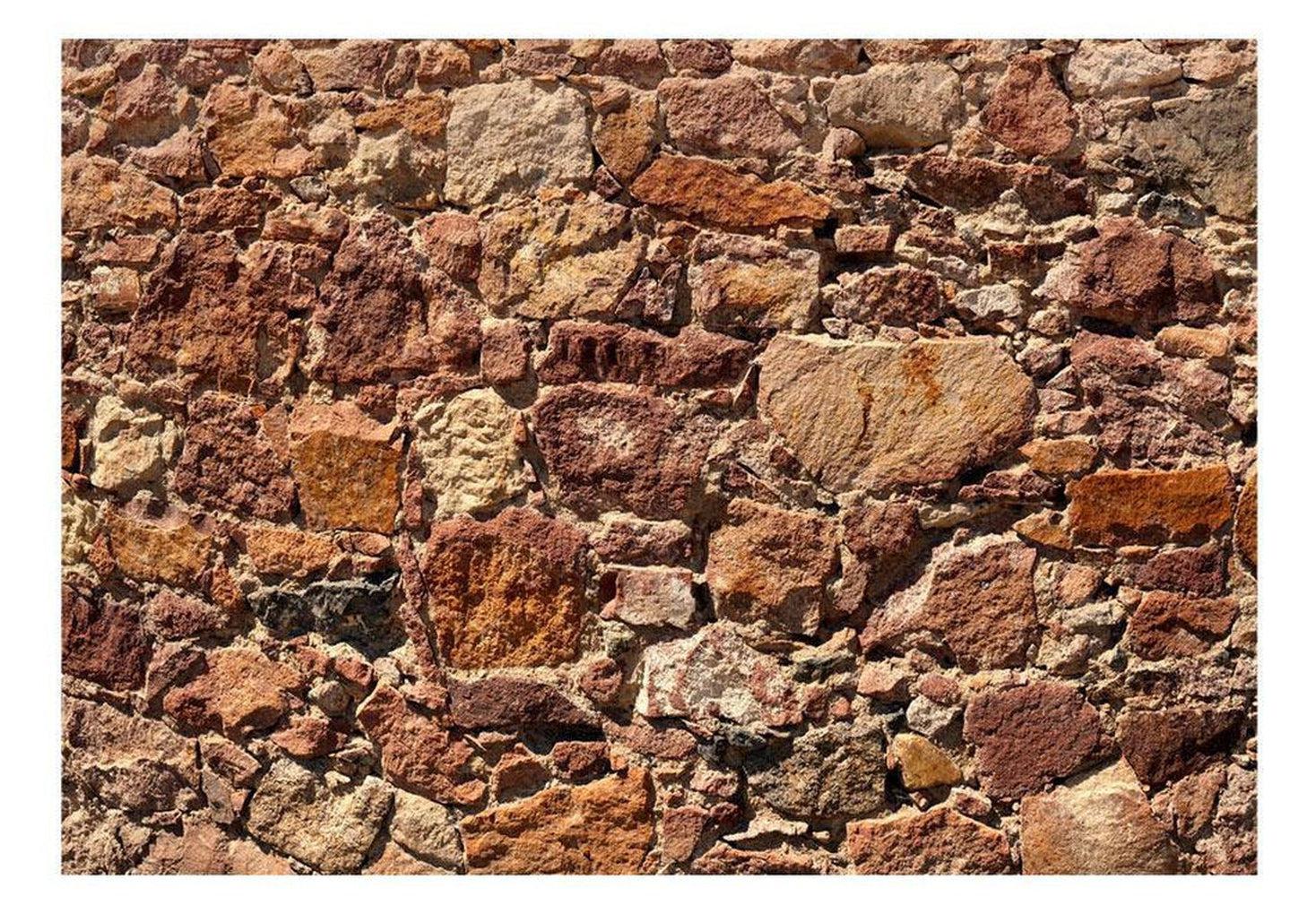 Surface Texture Wallpaper Wall Mural - Terracotta Stacked Stone Wall