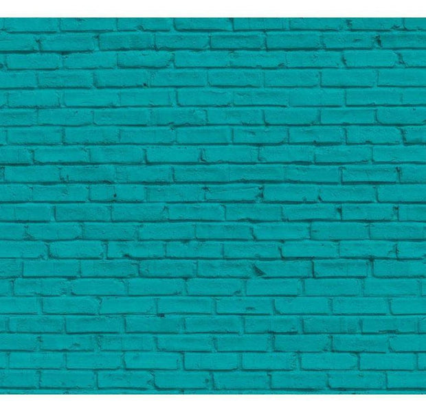 Surface Texture Wallpaper Wall Mural - Turquoise Painted Brick Wall