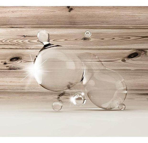 Surface Texture Wallpaper Wall Mural - Water Drop on Wood