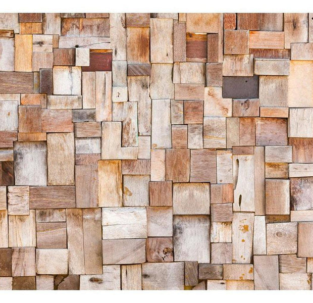 Surface Texture Wallpaper Wall Mural - Wooden Bloks Mosaic
