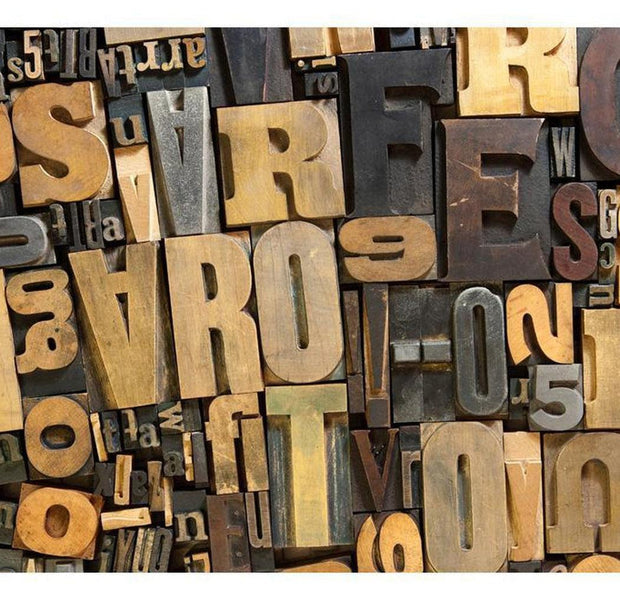 Surface Texture Wallpaper Wall Mural - Wooden Letters