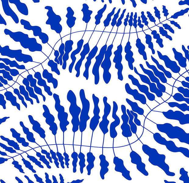 Botanical Wallpaper Wall Mural - Blue Fern
