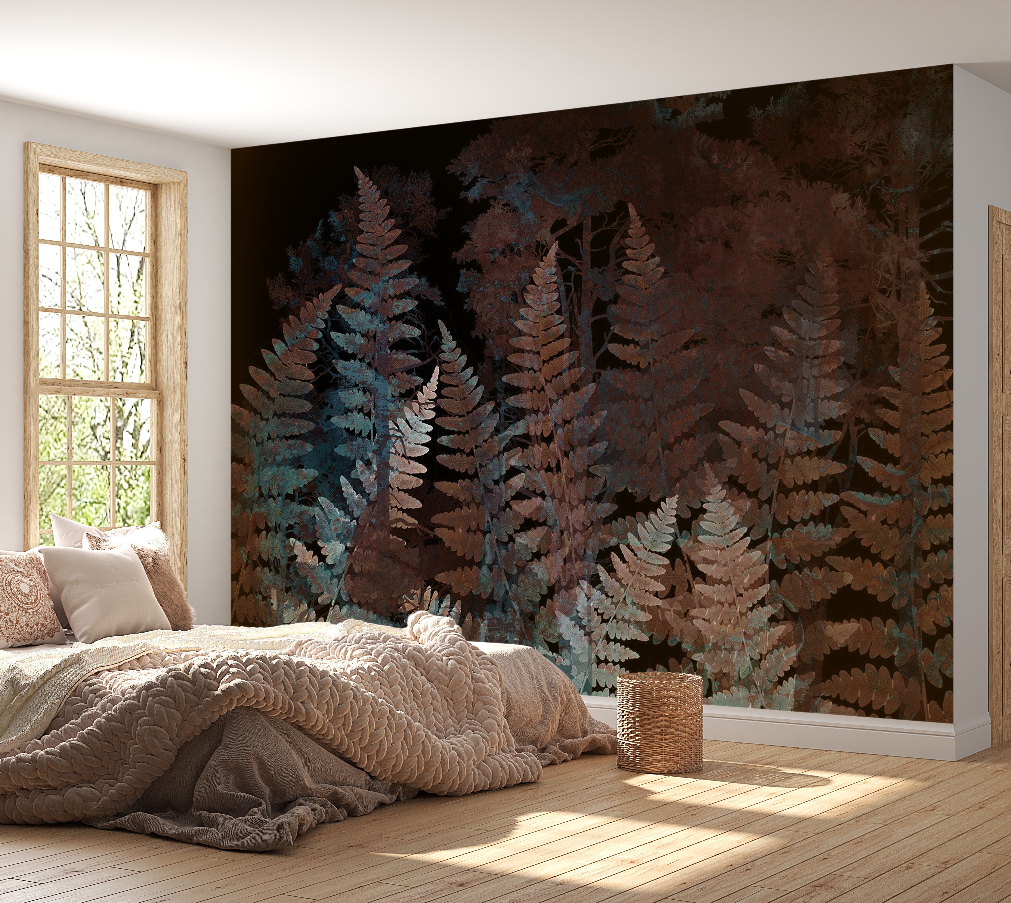 Botanical Wallpaper Wall Mural - Ferns in the Woods 39"Wx27"H / Regular