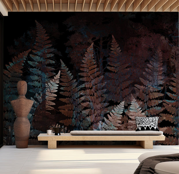 Botanical Wallpaper Wall Mural - Ferns in the Woods 39"Wx27"H / Regular