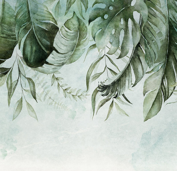 Botanical Wallpaper Wall Mural - Green Jungle Story