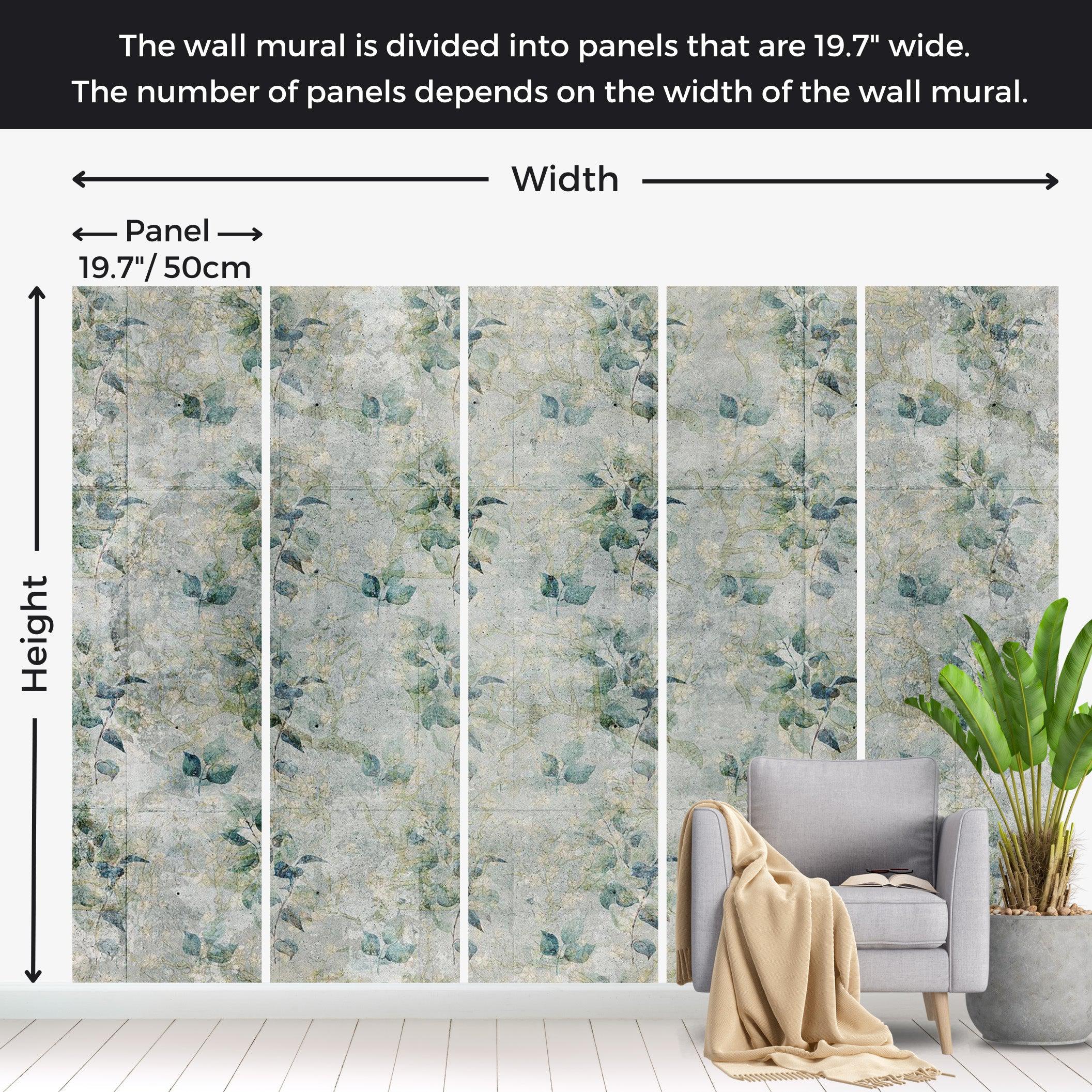 Botanical Wallpaper Wall Mural - Green Leaf Bouquets