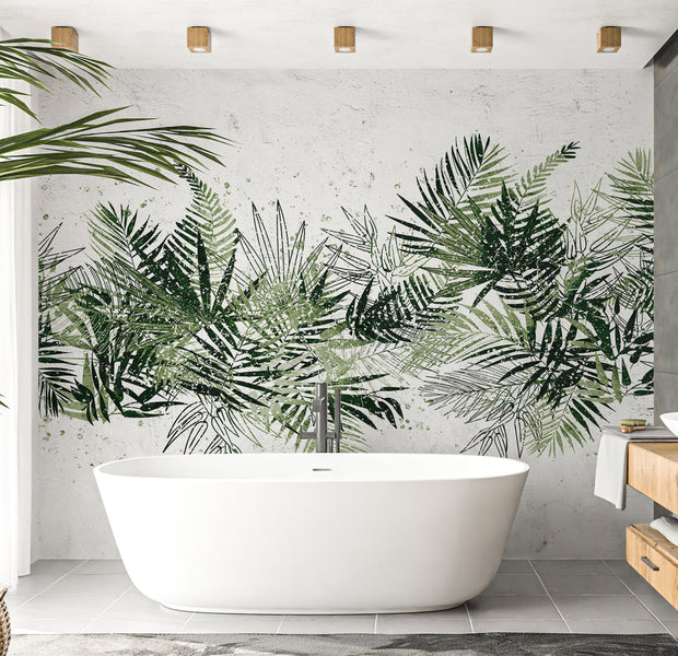 Botanical Wallpaper Wall Mural - Jungle Tropical Leaves 39"Wx27"H / Regular