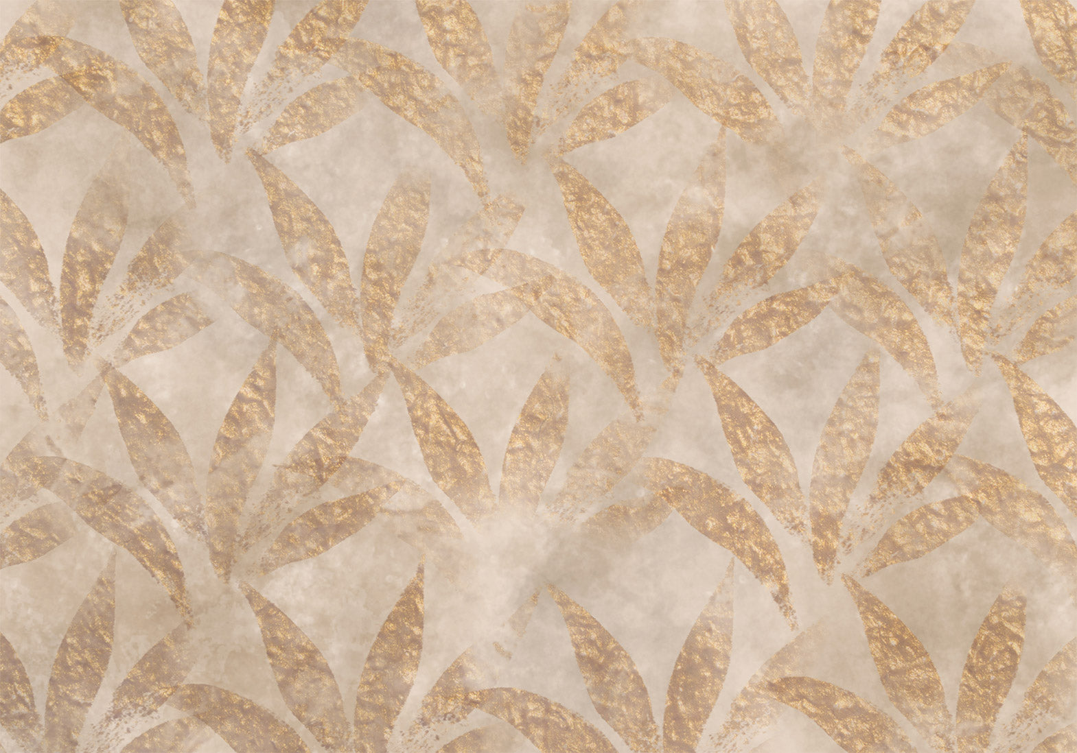 Botanical Wallpaper Wall Mural - Leaves and Gold