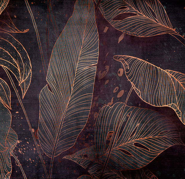 Botanical Wallpaper Wall Mural - Maze of Leaves