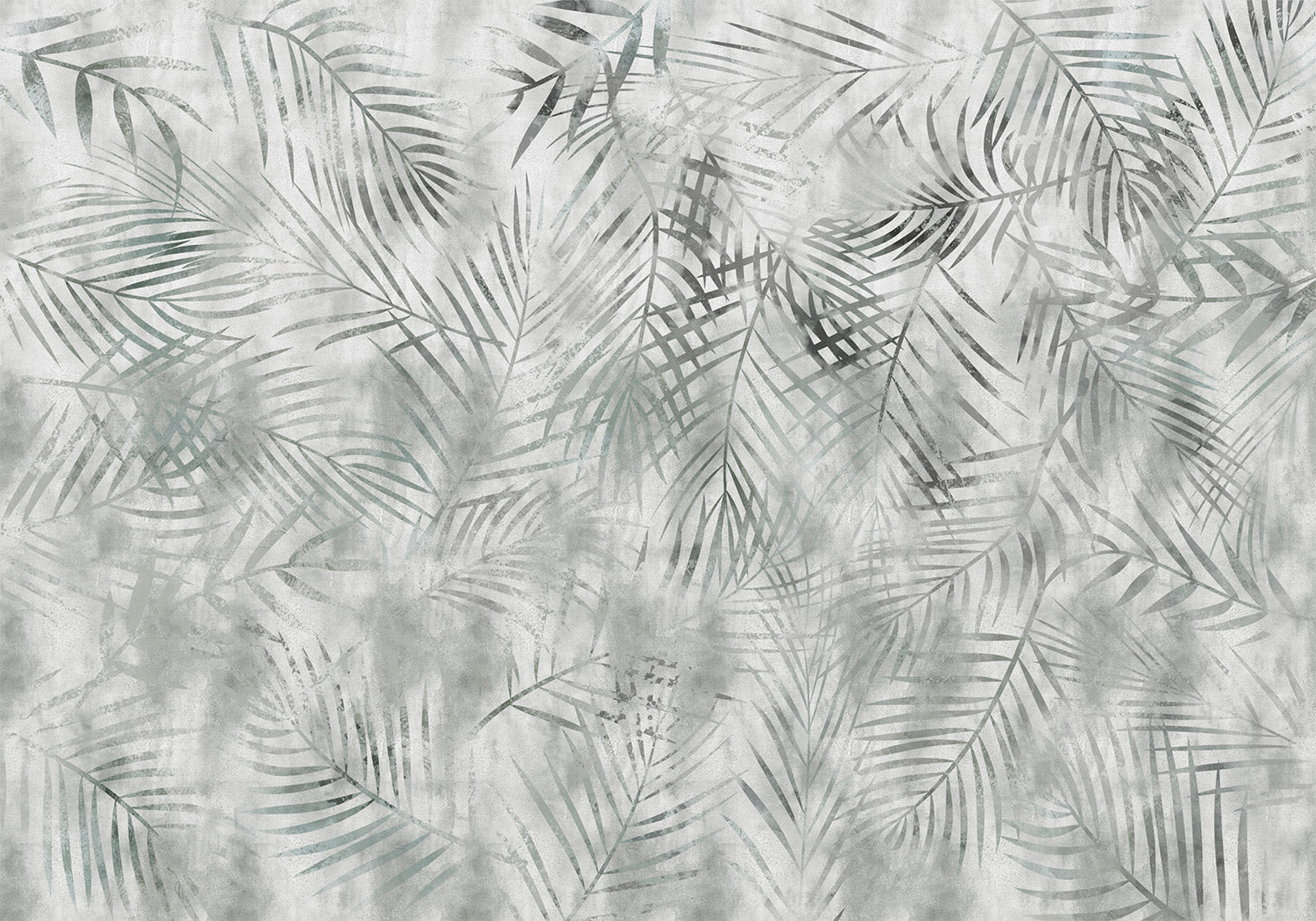 Botanical Wallpaper Wall Mural - Minimalist Grey Exotic Leaves