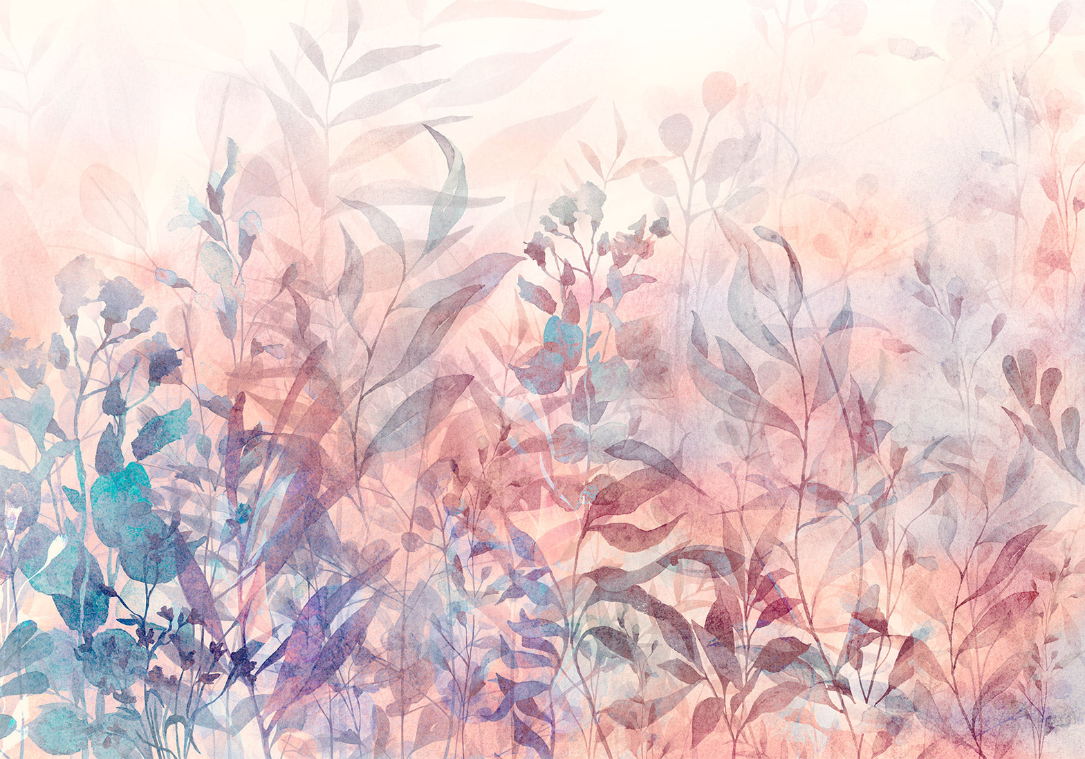 Botanical Wallpaper Wall Mural - Pastel Nature Memory