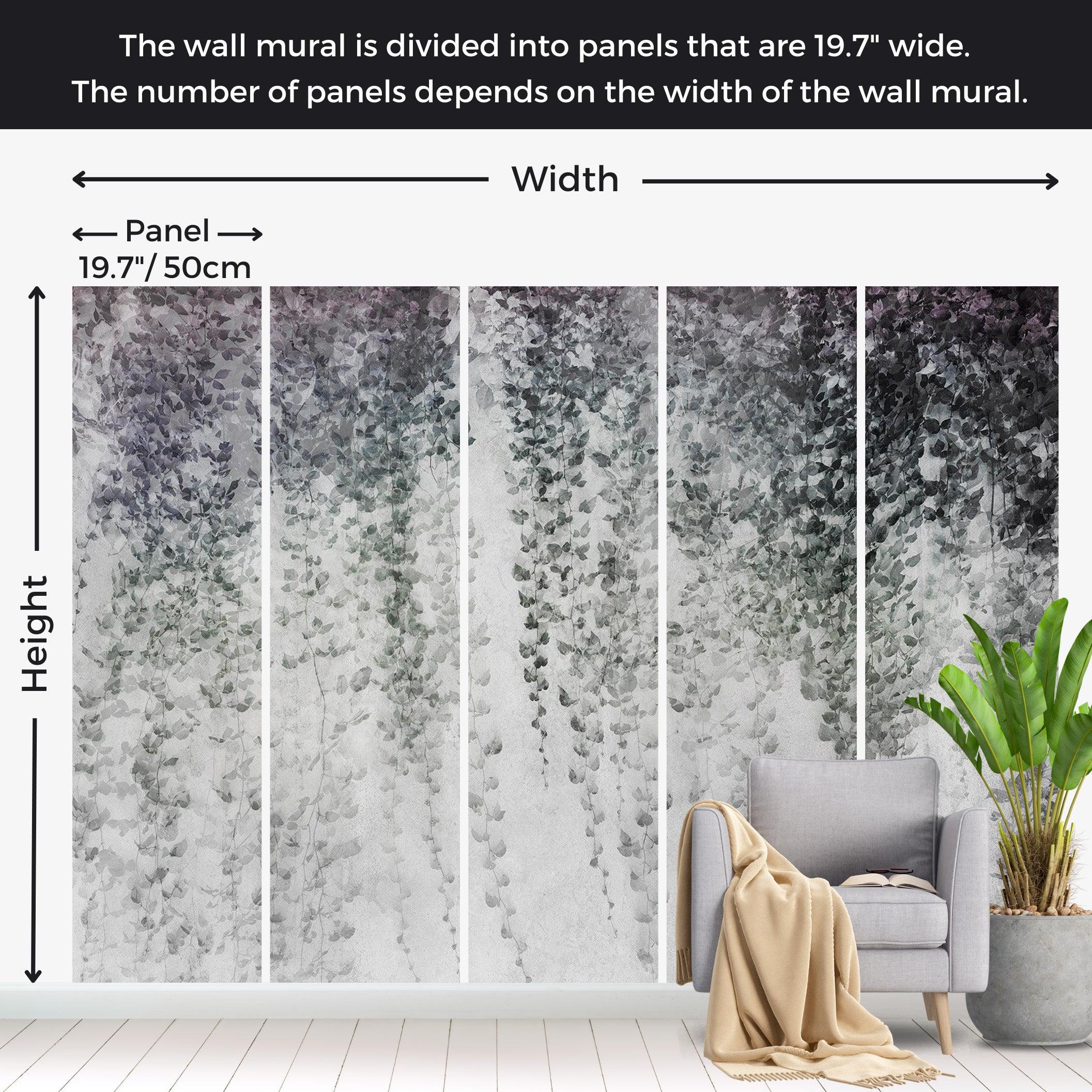 Botanical Wallpaper Wall Mural - Peaceful Grey Oasis