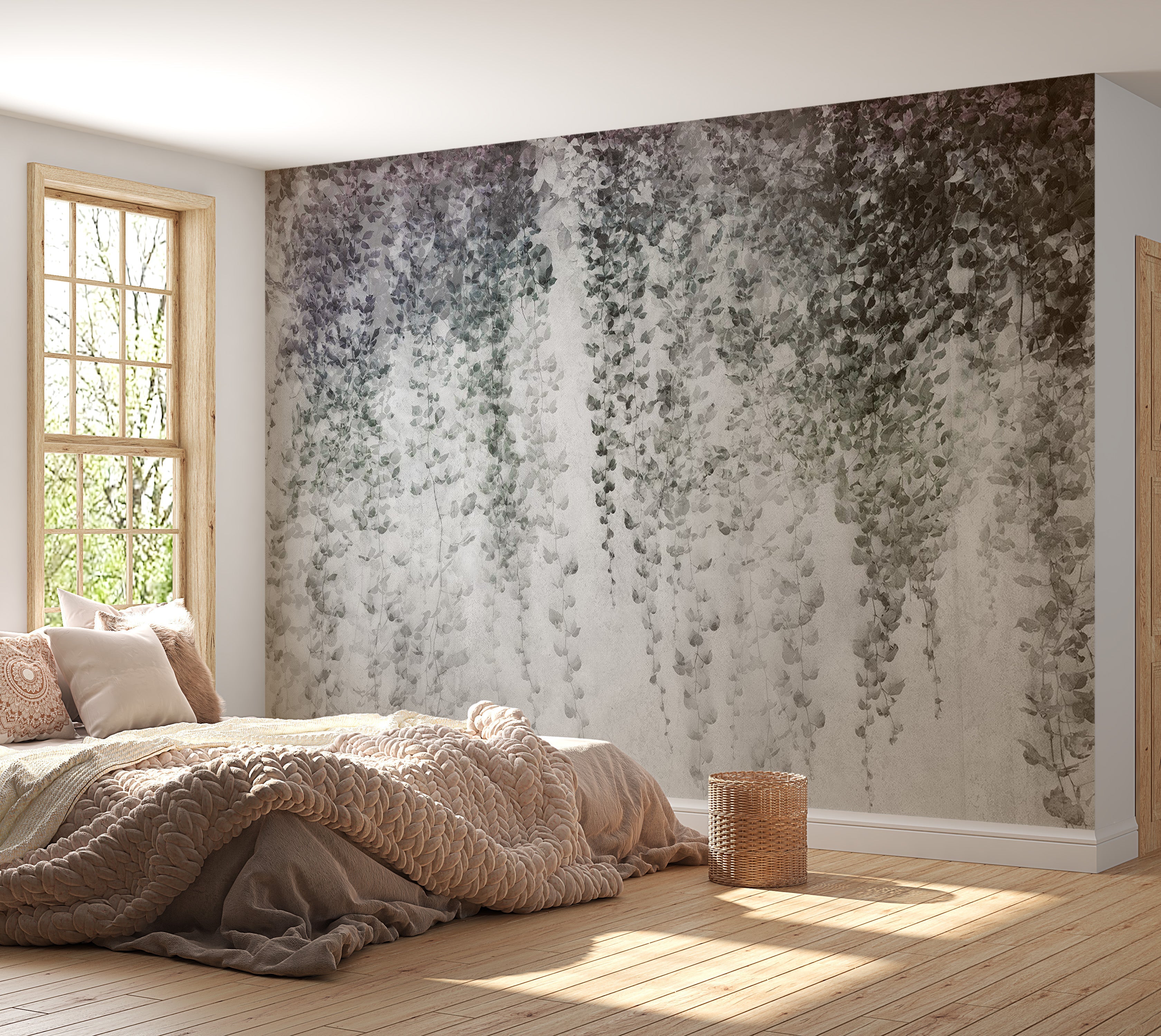 Botanical Wallpaper Wall Mural - Peaceful Grey Oasis 39"Wx27"H / Regular