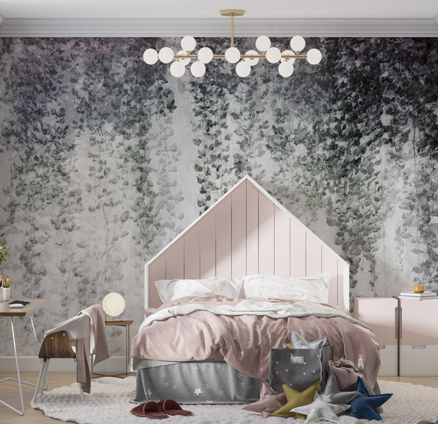 Botanical Wallpaper Wall Mural - Peaceful Grey Oasis 39"Wx27"H / Regular