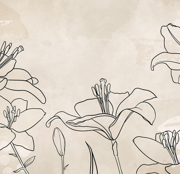 Botanical Wallpaper Wall Mural - Sketch of Nature