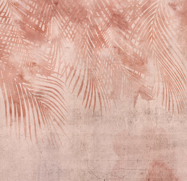 Botanical Wallpaper Wall Mural - Terracotta Palm Leaves