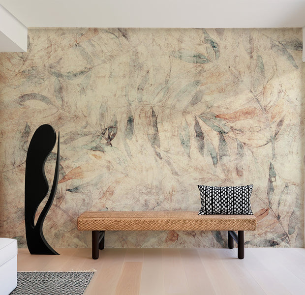 Botanical Wallpaper Wall Mural - Warm Greek Laurels 39"Wx27"H / Regular