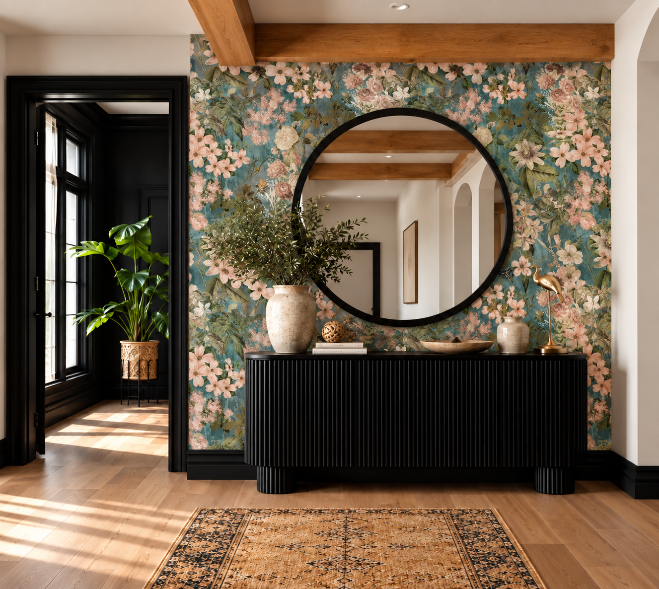 Premium Wallpaper Wall Mural - Garden Romance Blue