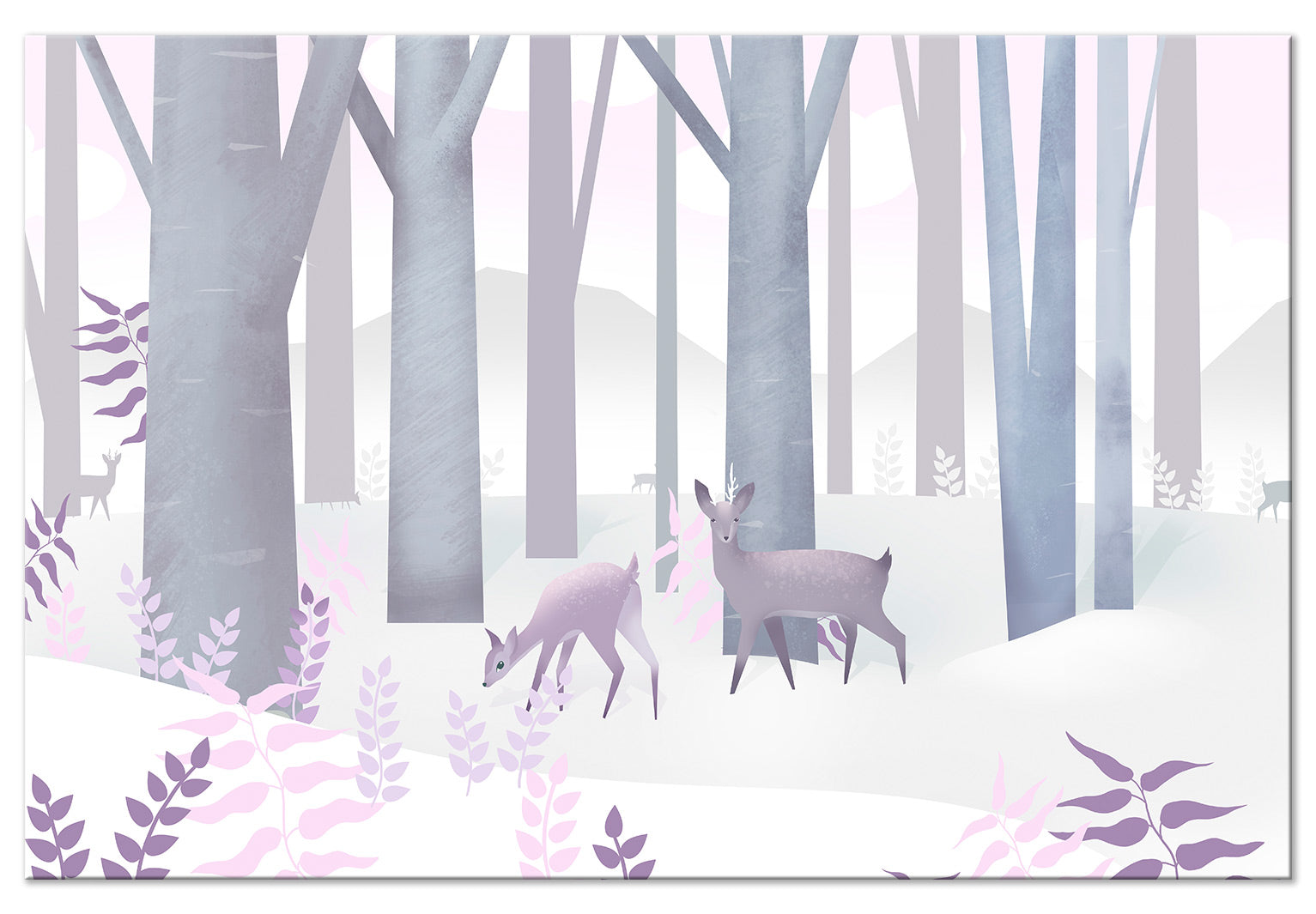 Cartoon Canvas Wall Art - Fairytale Forest Purple