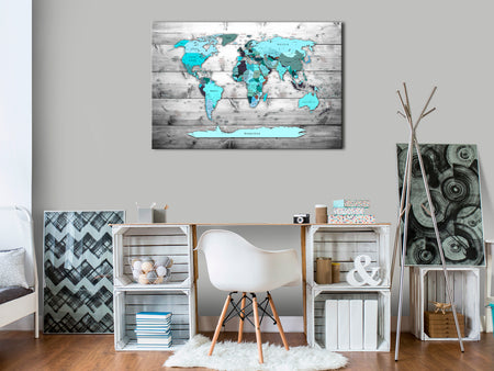 Decorative Cork Pin Board - Blue Continents