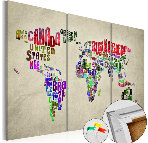 Decorative Cork Pin Board - Colorful Countries