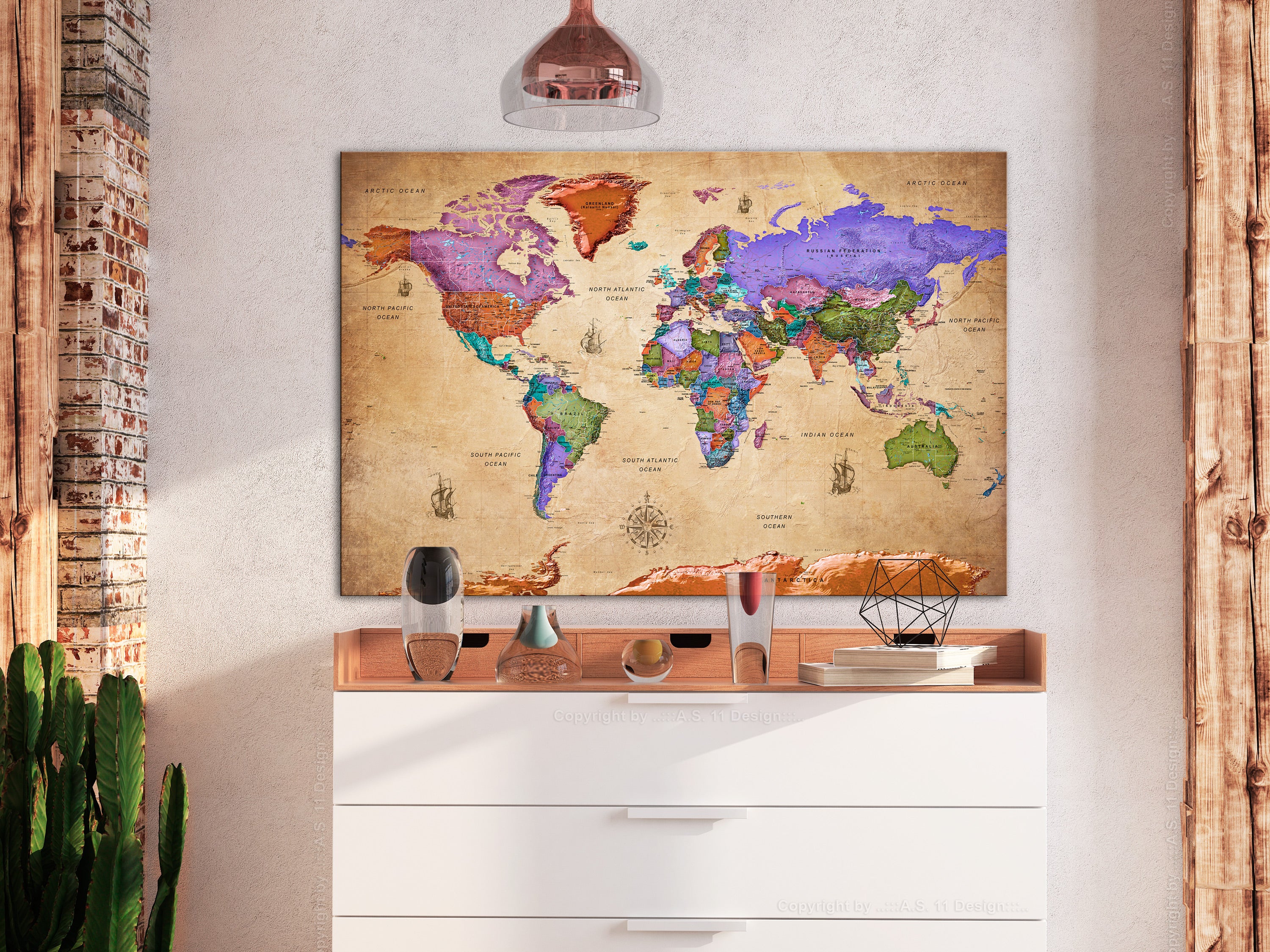 Decorative Cork Pin Board - Colourful Travels