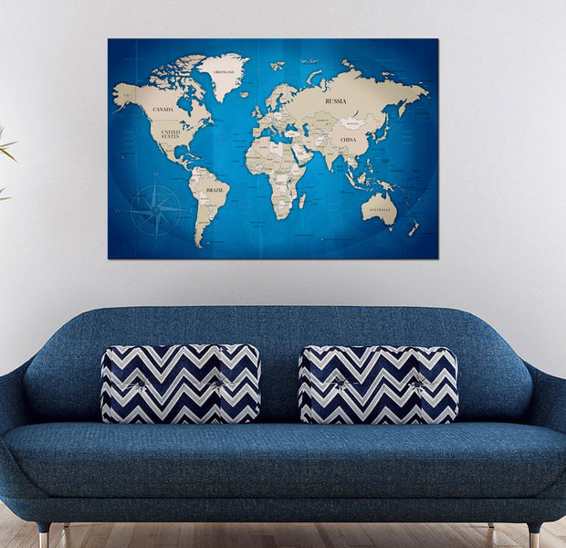 Decorative Cork Pin Board - Dark Blue Trail