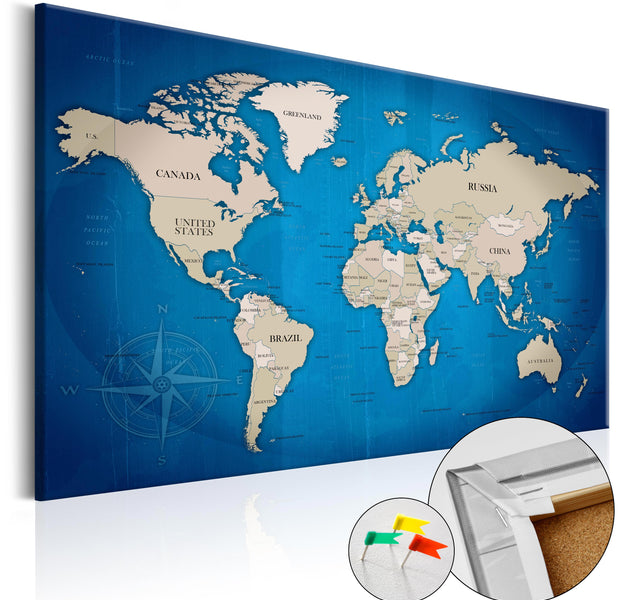 Decorative Cork Pin Board - Dark Blue Trail