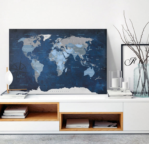 Decorative Cork Pin Board - Dark Blue World