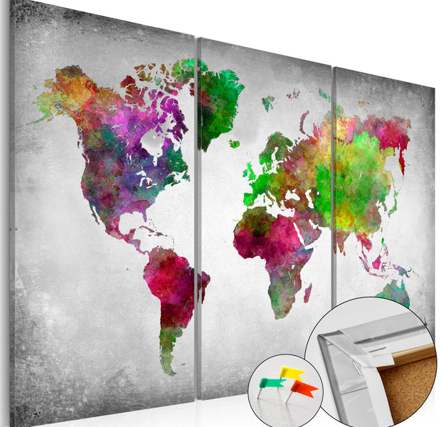 Decorative Cork Pin Board - Diversity of World - 3 Pieces