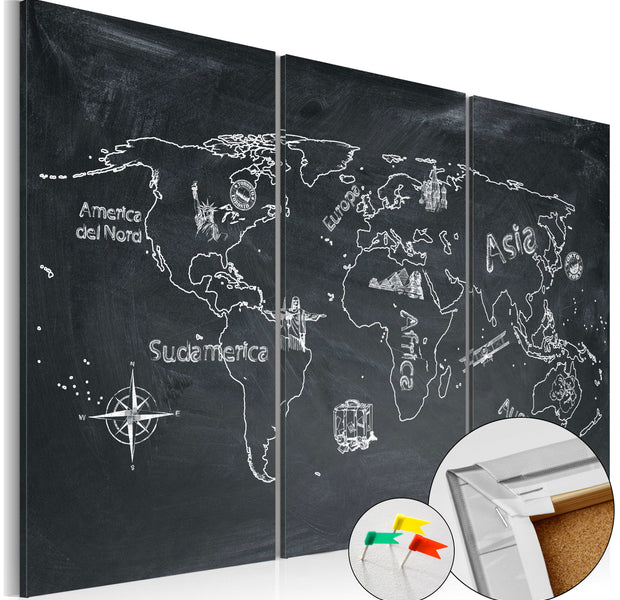Decorative Cork Pin Board - Geography Lesson - 3 Pieces